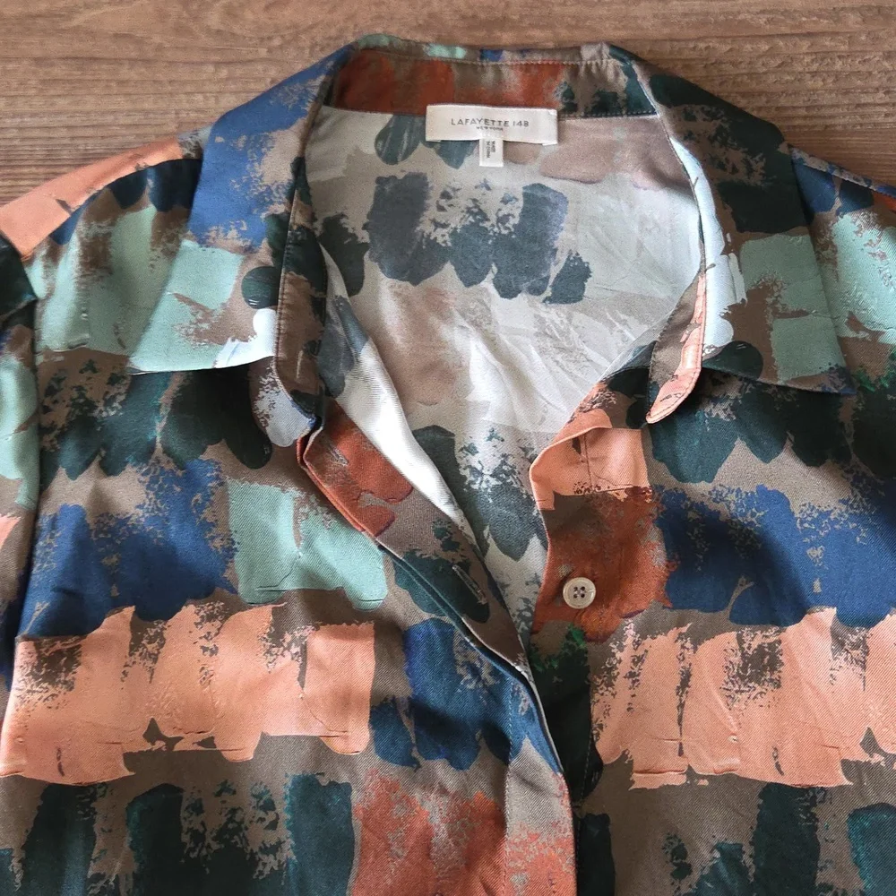 Lafayette 148 New York Silk Twill Blouse - Picture 5 of 7